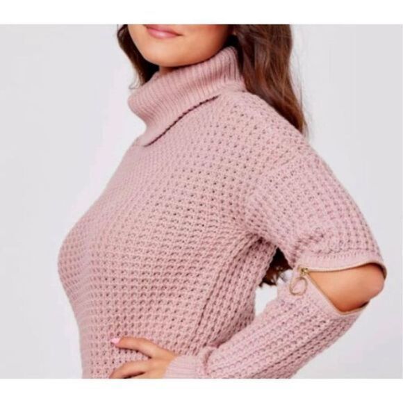 Guess Dalida chunky knit sweater long zipper statement‎ sleeves - Picture 6 of 14